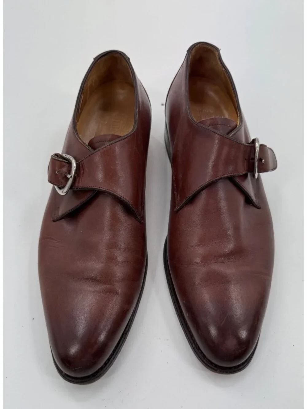 Loding Mens Brown Leather Monk Strap Shoes Size UK 7 US 8 With Goodyear Welt
